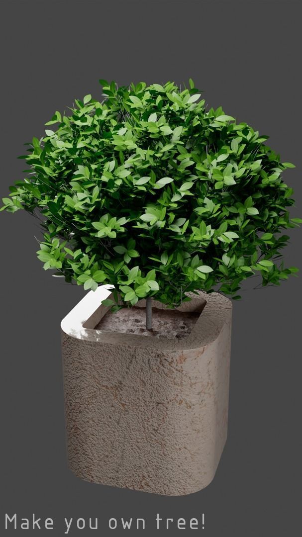 Bench Plants Spiral Urns Low-poly 3D model_10