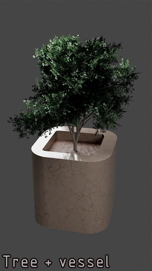 Bench Plants Spiral Urns Low-poly 3D model_9