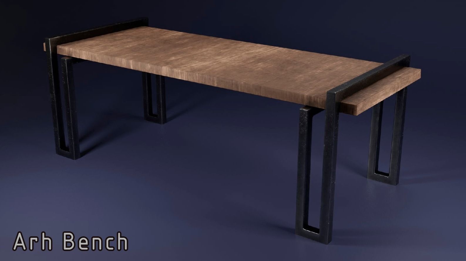 Bench Plants Spiral Urns Low-poly 3D model_7