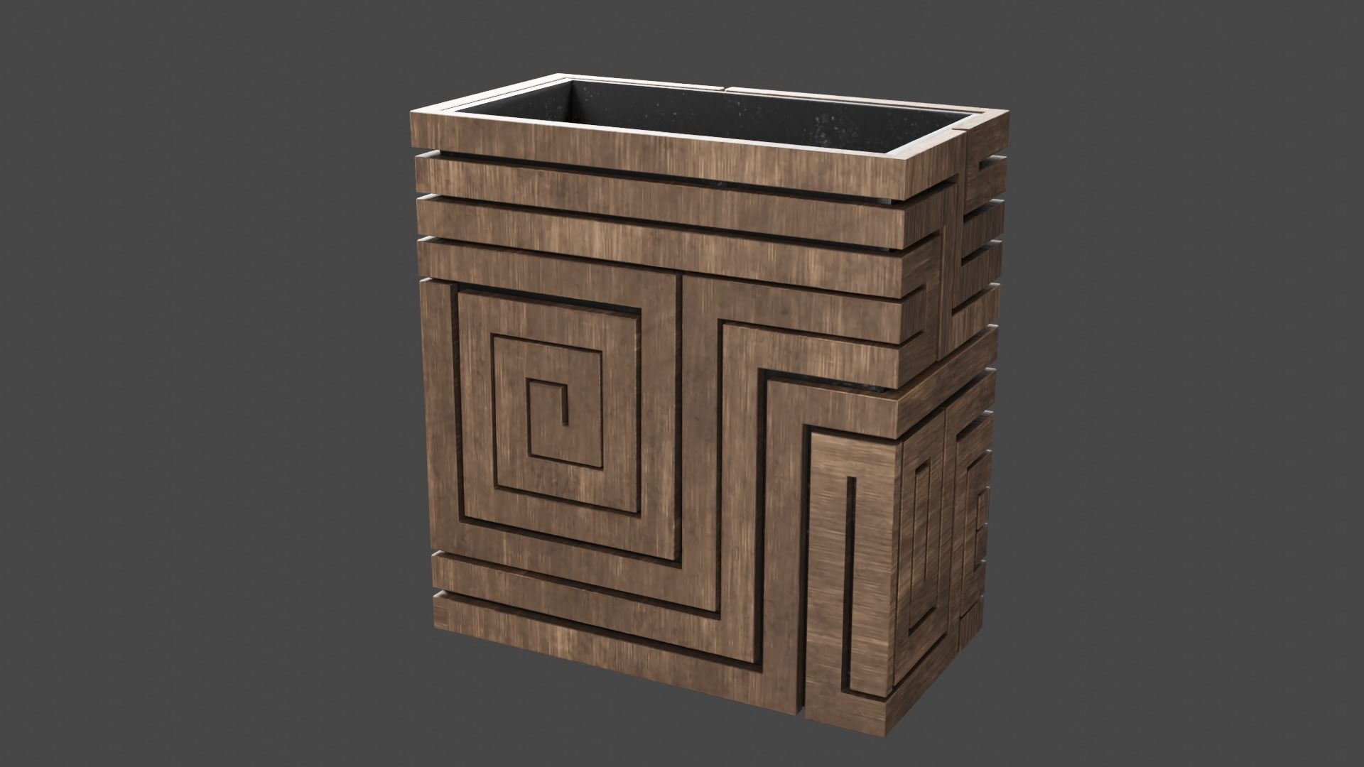 Bench Plants Spiral Urns Low-poly 3D model_6