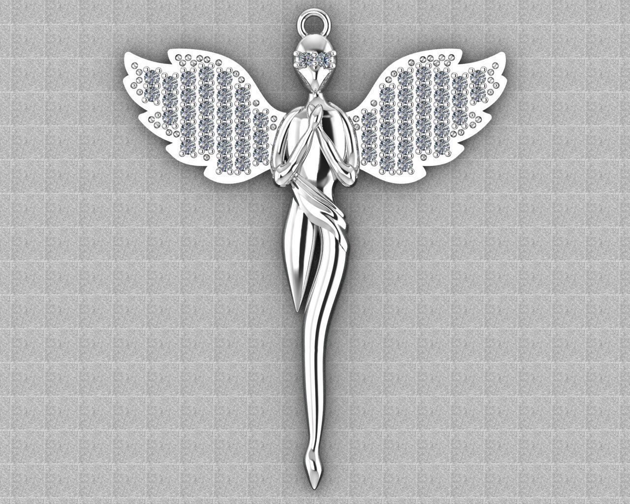 angel pendant 02 3D print model_2