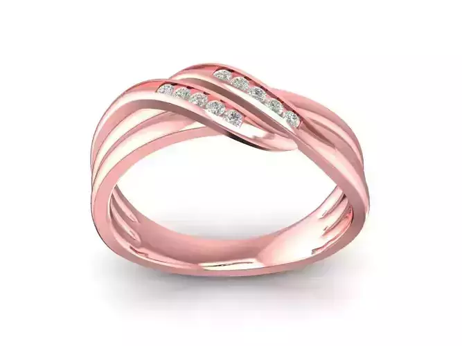 Modern Crossover Diamond Rose Gold Ring for Women 858