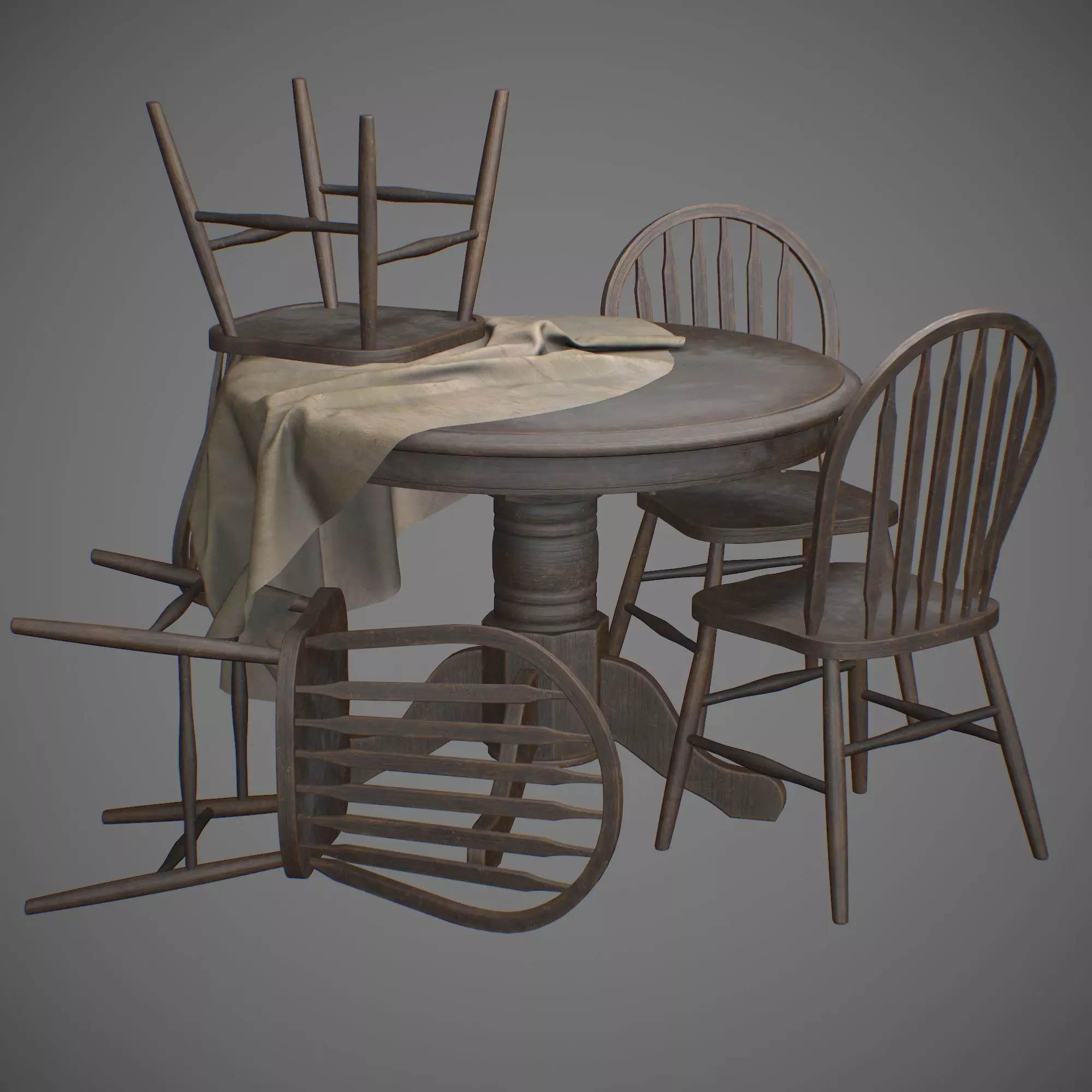 Old Tabe Low-poly 3D model_0