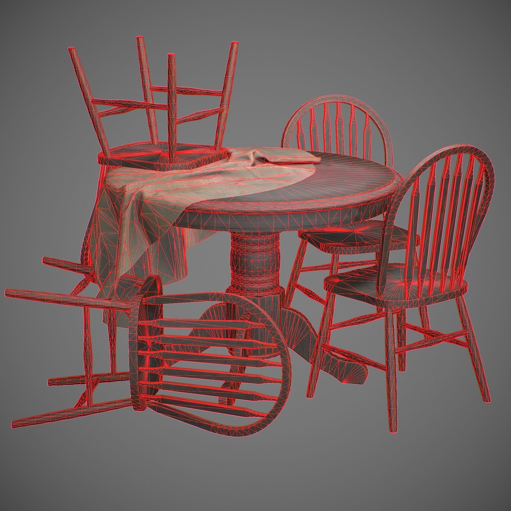 Old Tabe Low-poly 3D model_5