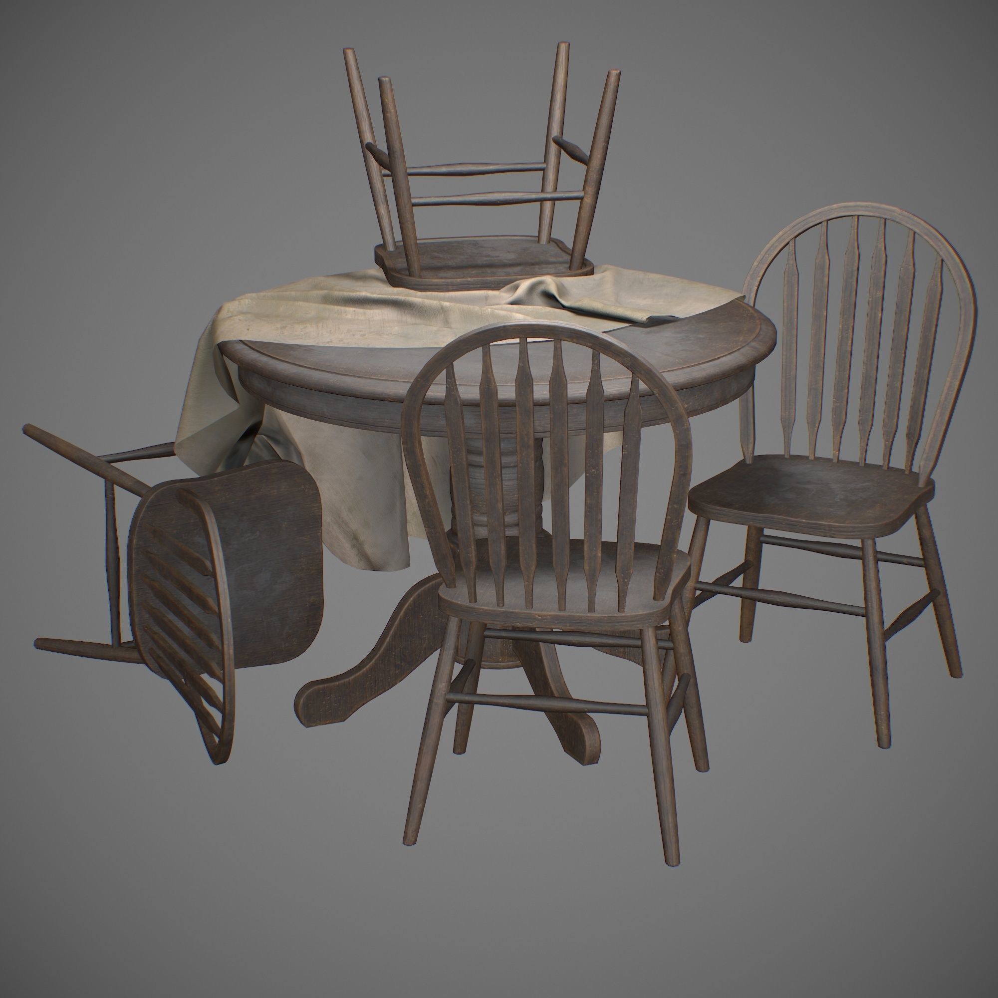Old Tabe Low-poly 3D model_1