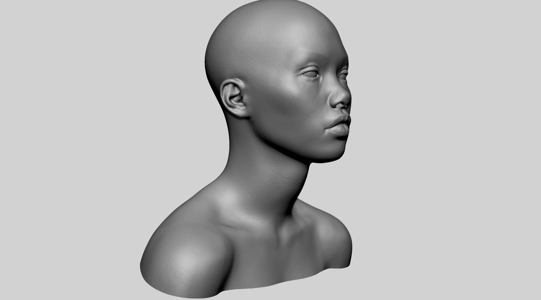 Asian Female Head Printable 3D print model_1
