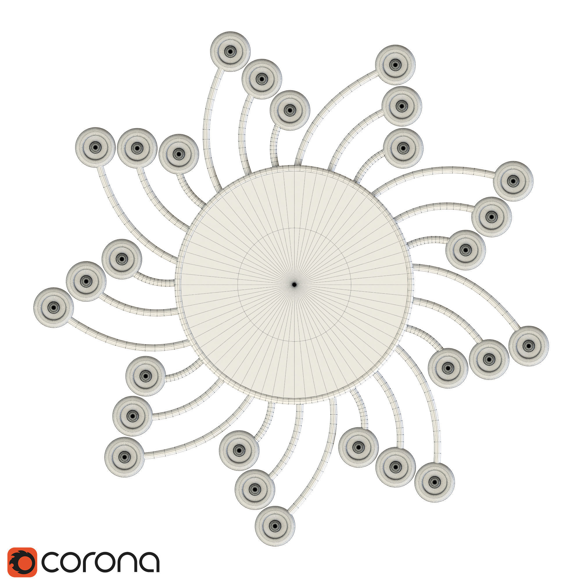 Watch corona wall clock 3D model_4