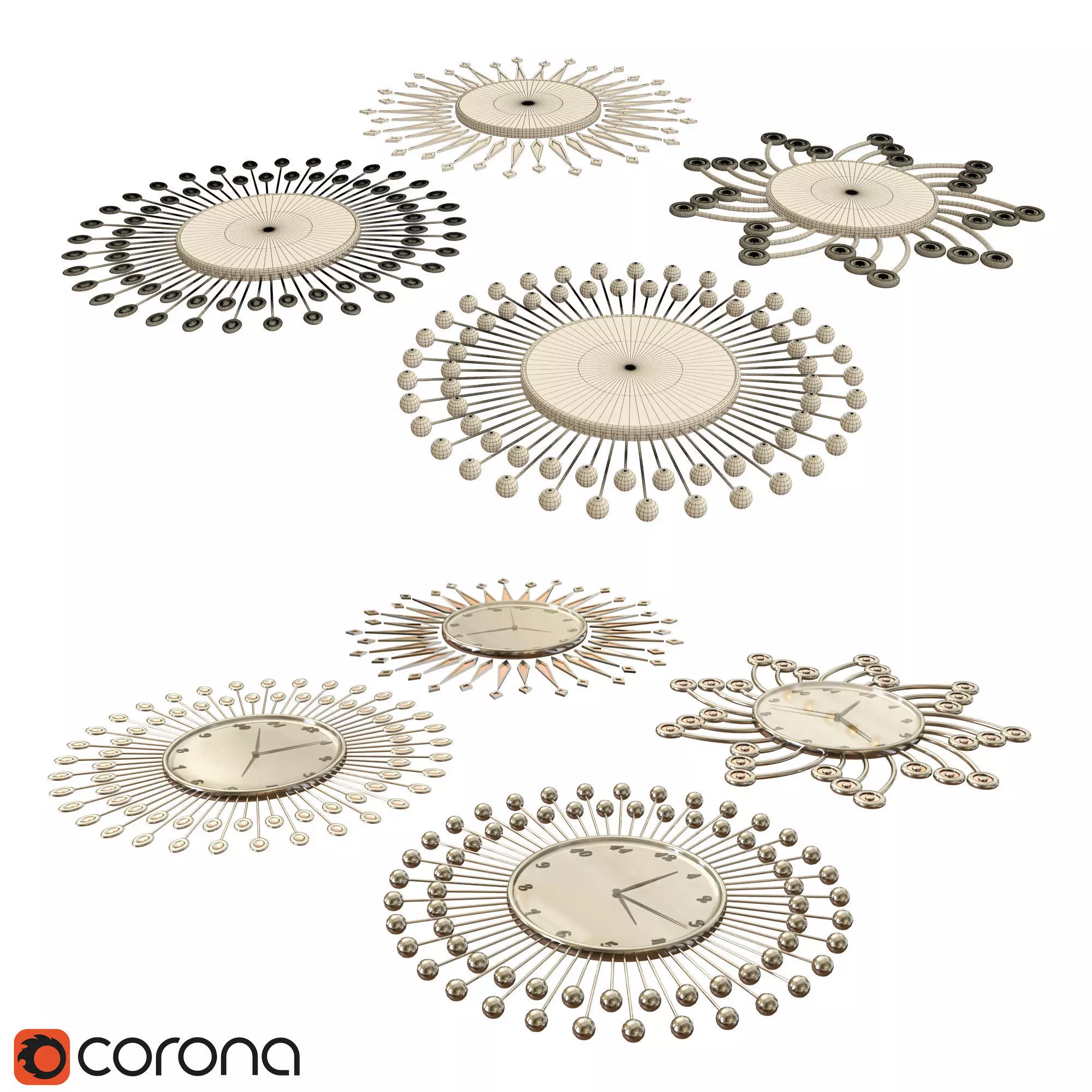Watch corona wall clock 3D model_0