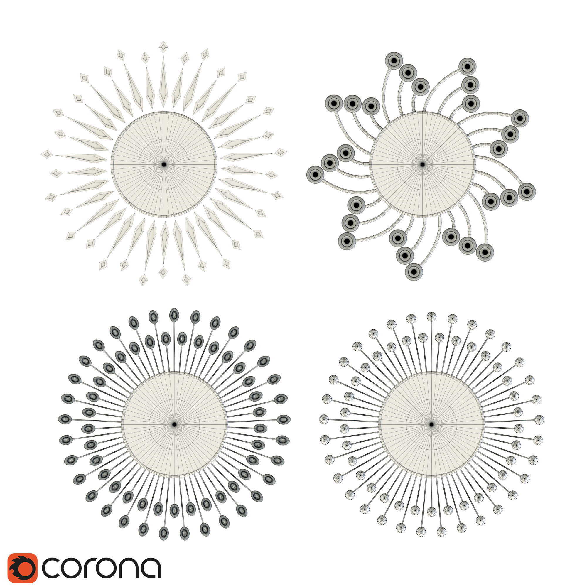 Watch corona wall clock 3D model_2