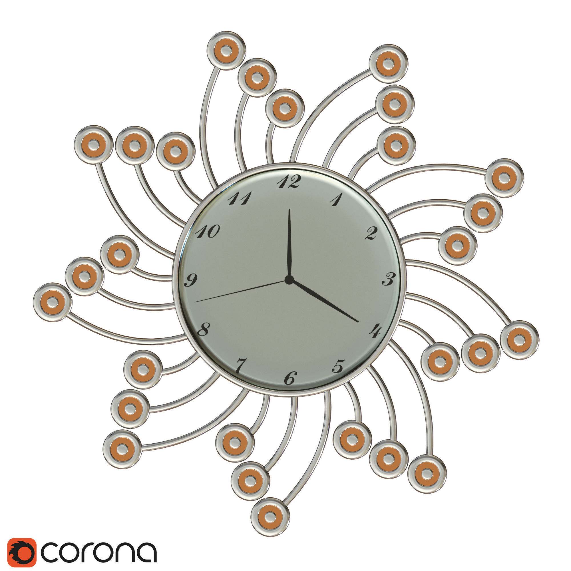 Watch corona wall clock 3D model_3