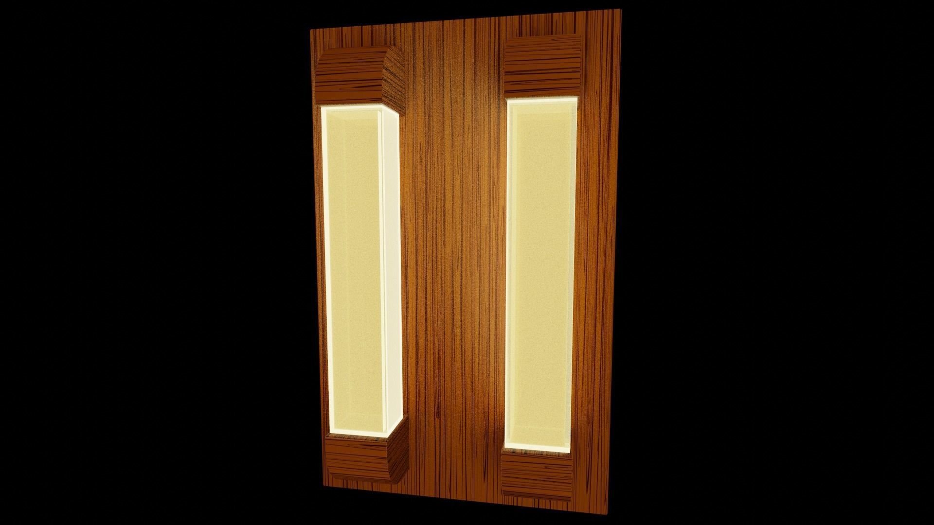 Wooden Wall Lamp Free low-poly 3D model_2