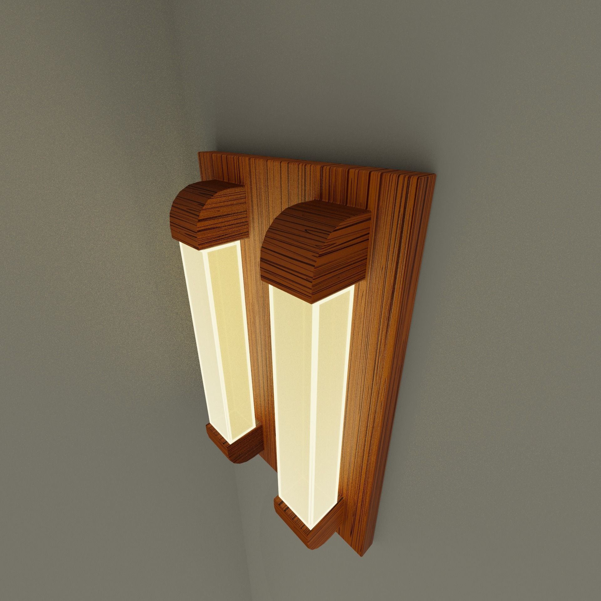 Wooden Wall Lamp Free low-poly 3D model_3