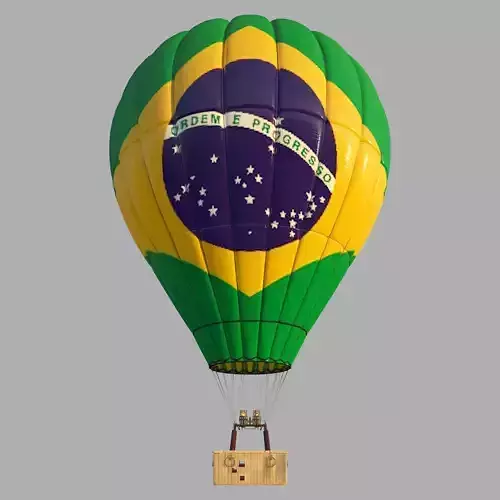 BrasilFlag-Parachute brazil flag hot air balloon 3D model