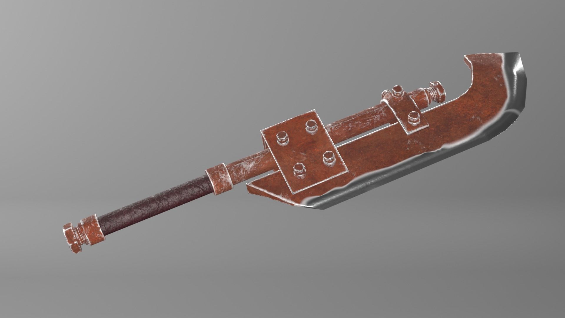Post-apocalyptic homemade one-handed short curved blade 3D model_6