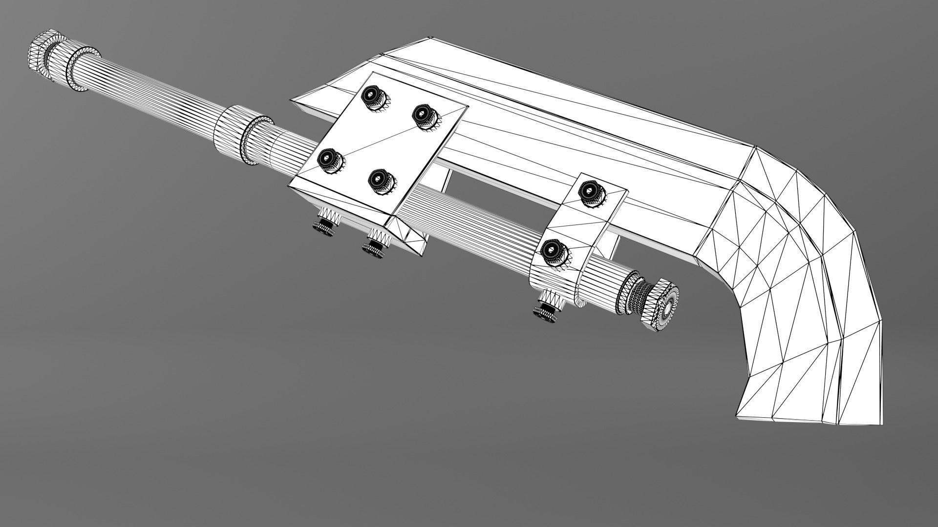 Post-apocalyptic homemade one-handed short curved blade 3D model_8