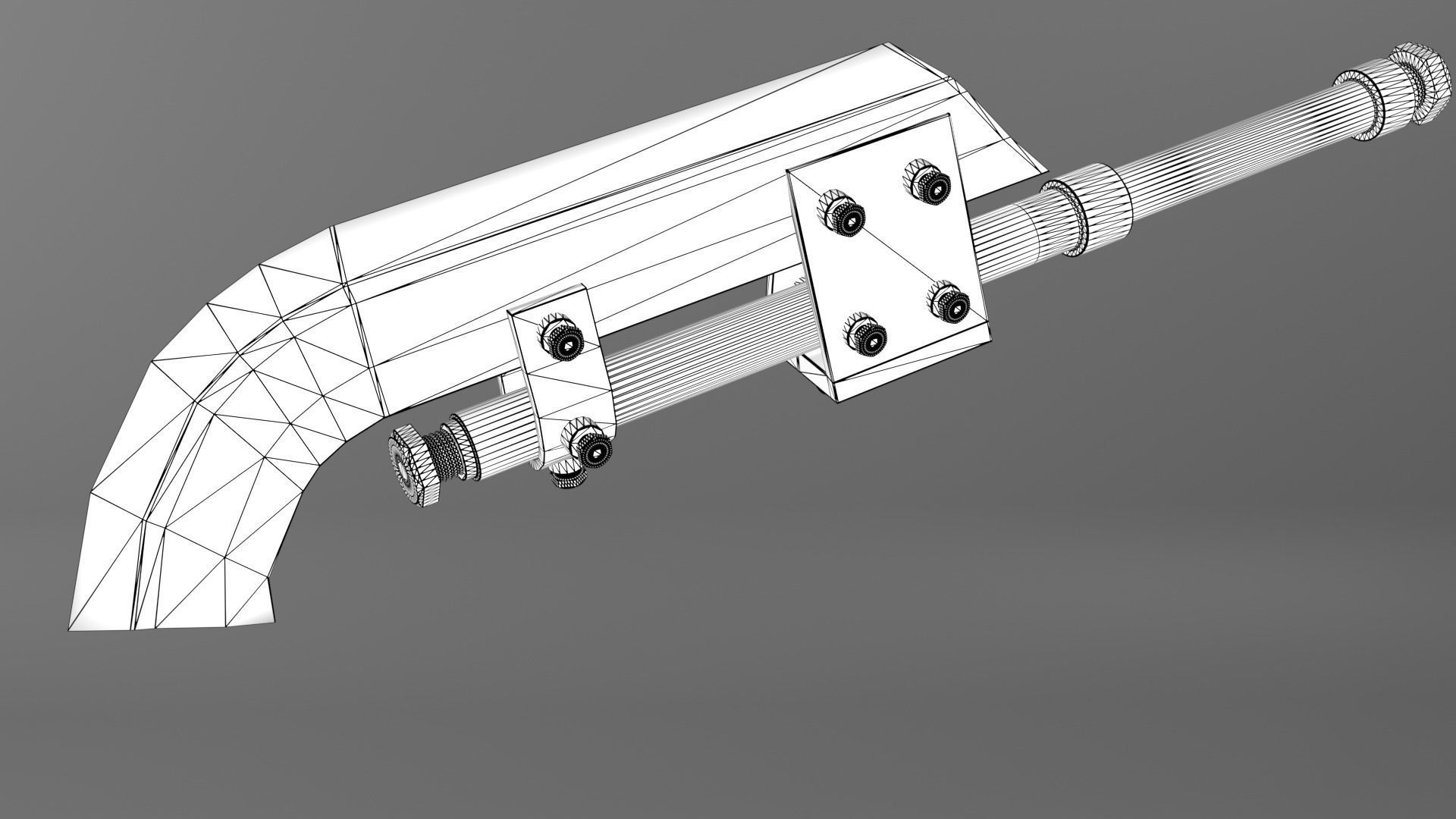 Post-apocalyptic homemade one-handed short curved blade 3D model_7