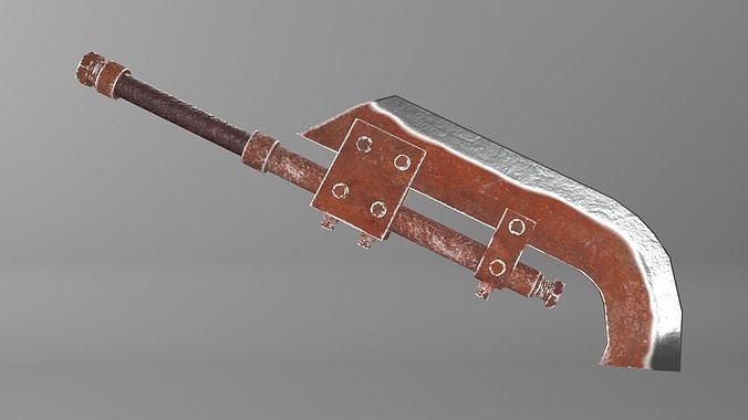 Post-apocalyptic homemade one-handed short curved blade 3D model