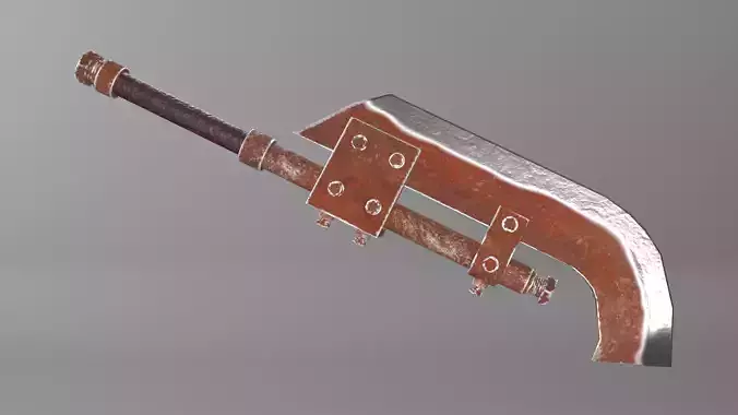 Post-apocalyptic homemade one-handed short curved blade 3D model