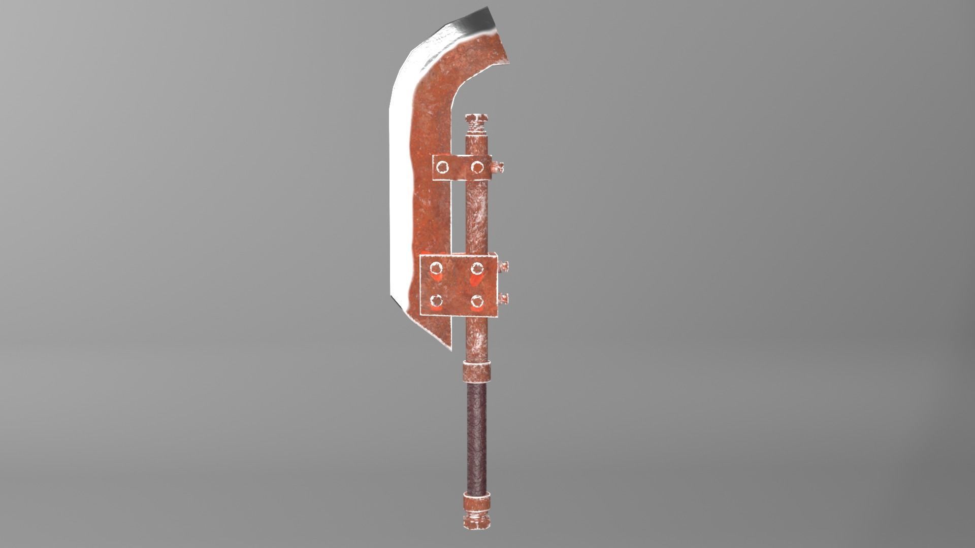 Post-apocalyptic homemade one-handed short curved blade 3D model_3