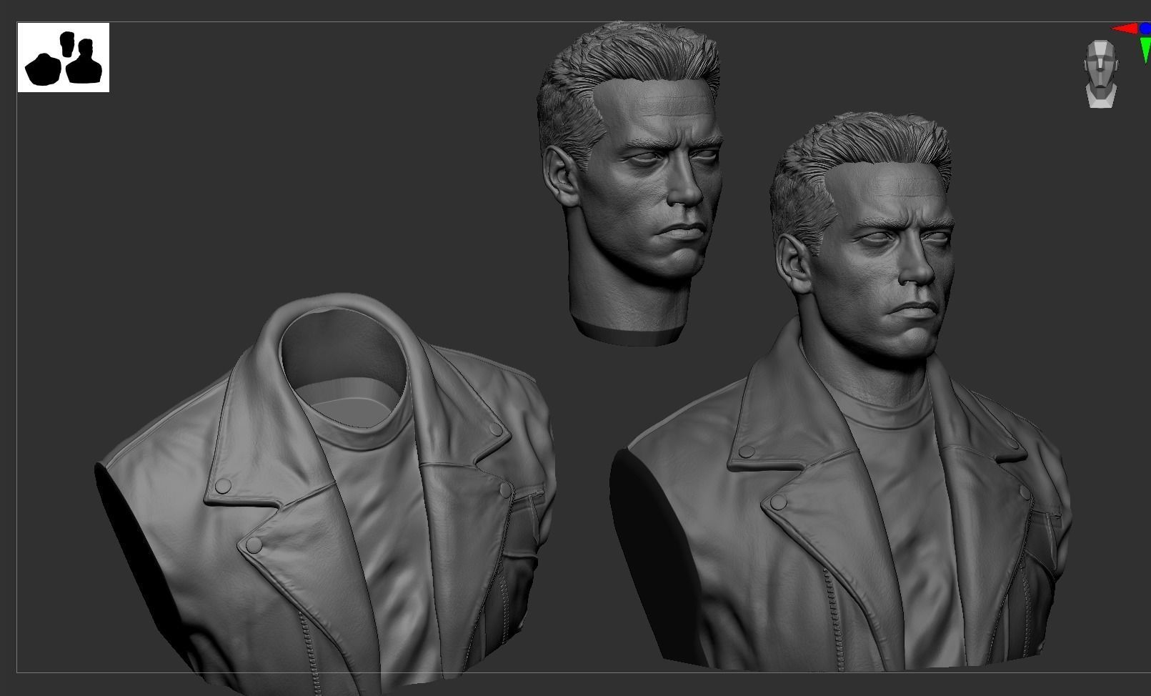 Terminator Arnold Schwarzenegger Bust 3D print model_14