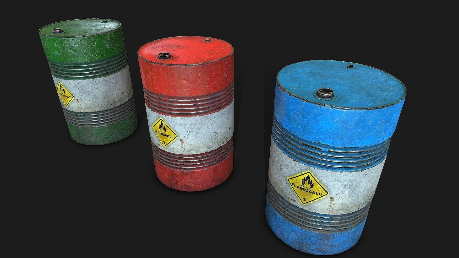 Fuel Barrels Low-poly 3D model_1