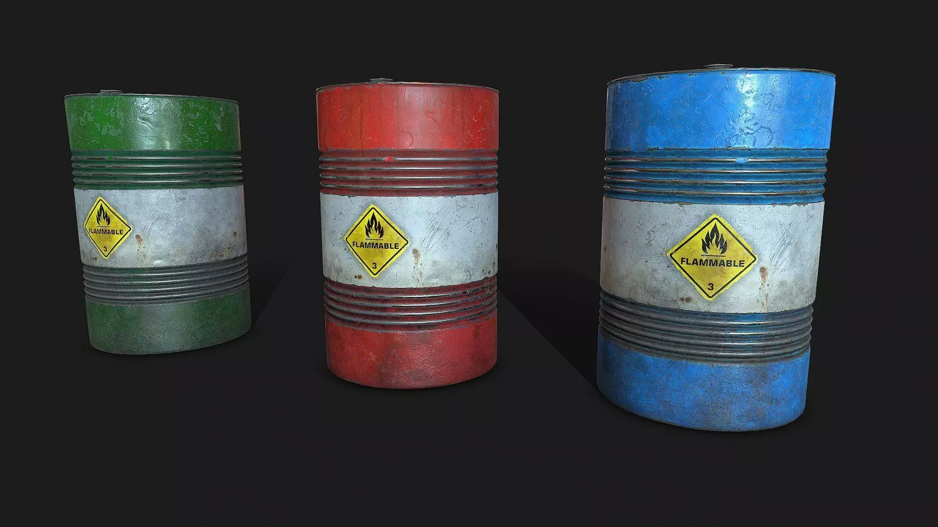 Fuel Barrels Low-poly 3D model_0