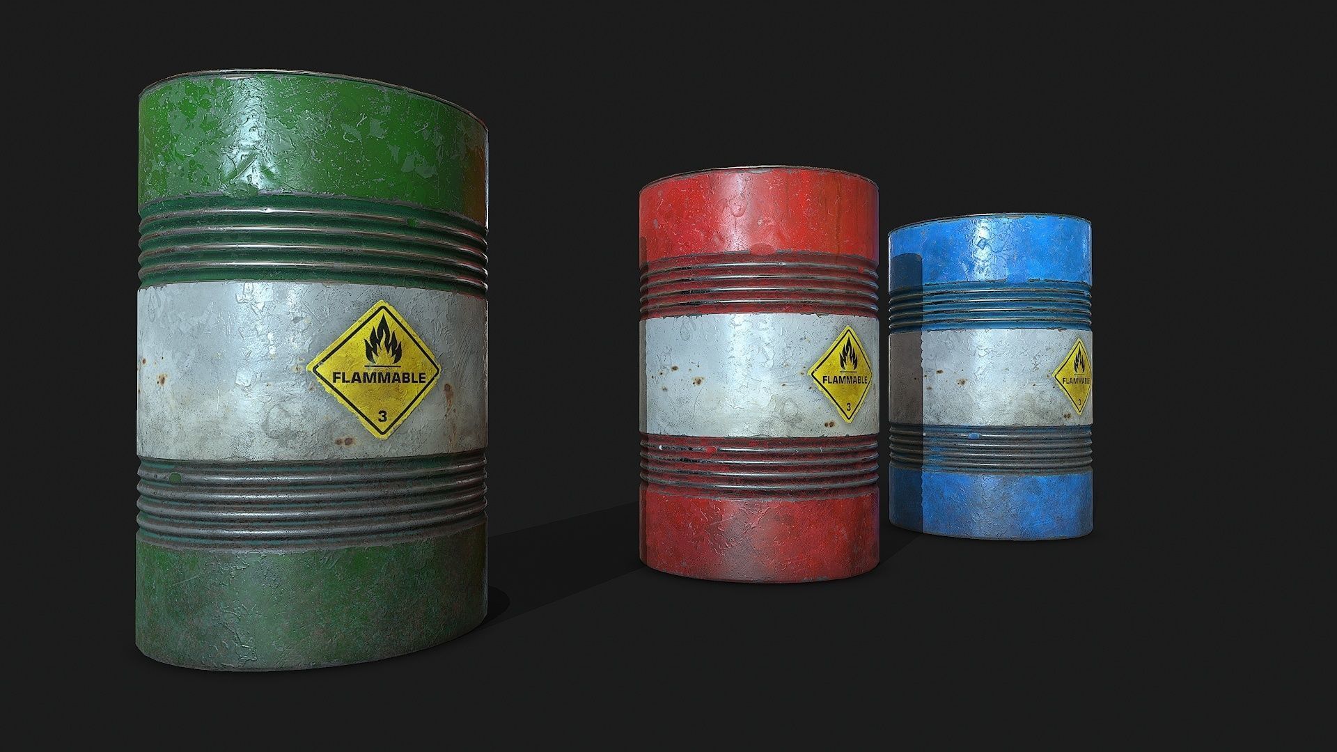 Fuel Barrels Low-poly 3D model_3