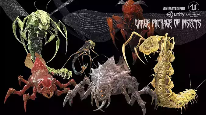 Large package of insects 3D Model Collection