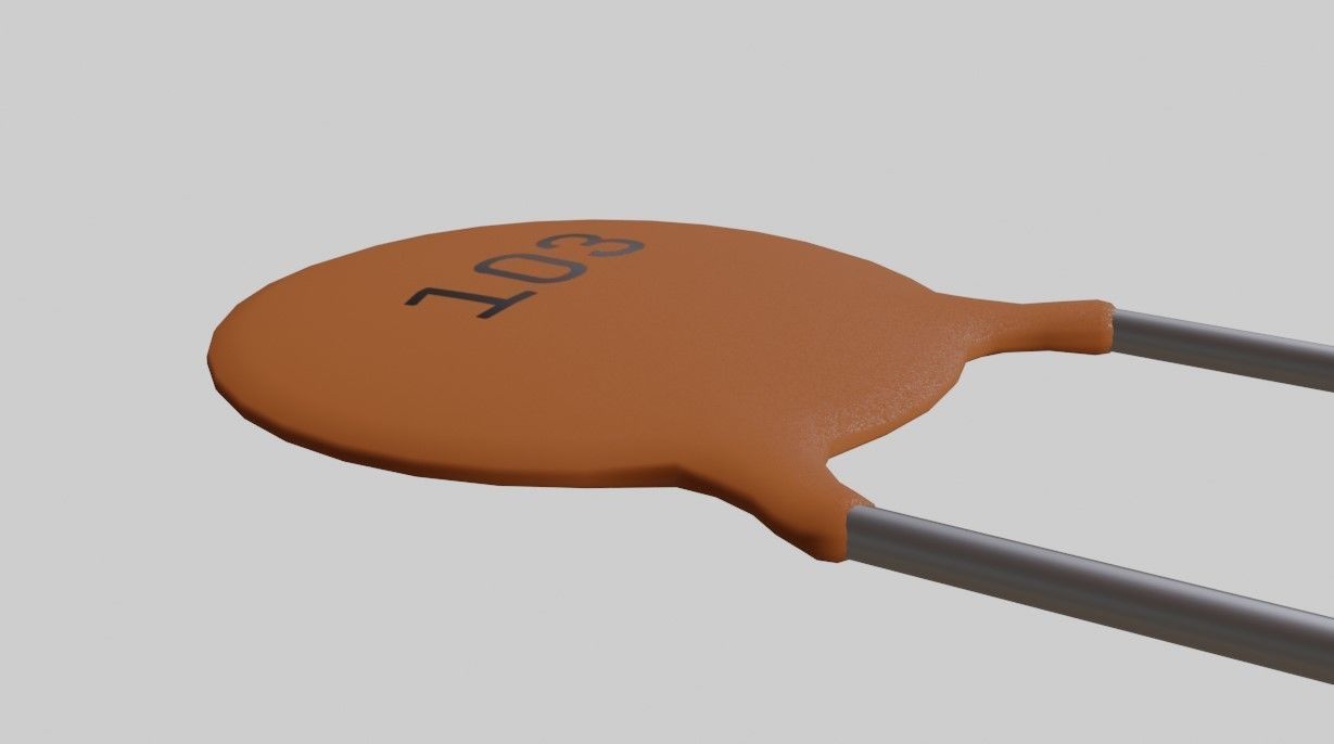 Ceramic Capacitor - Electronic Parts Low-poly 3D model_3
