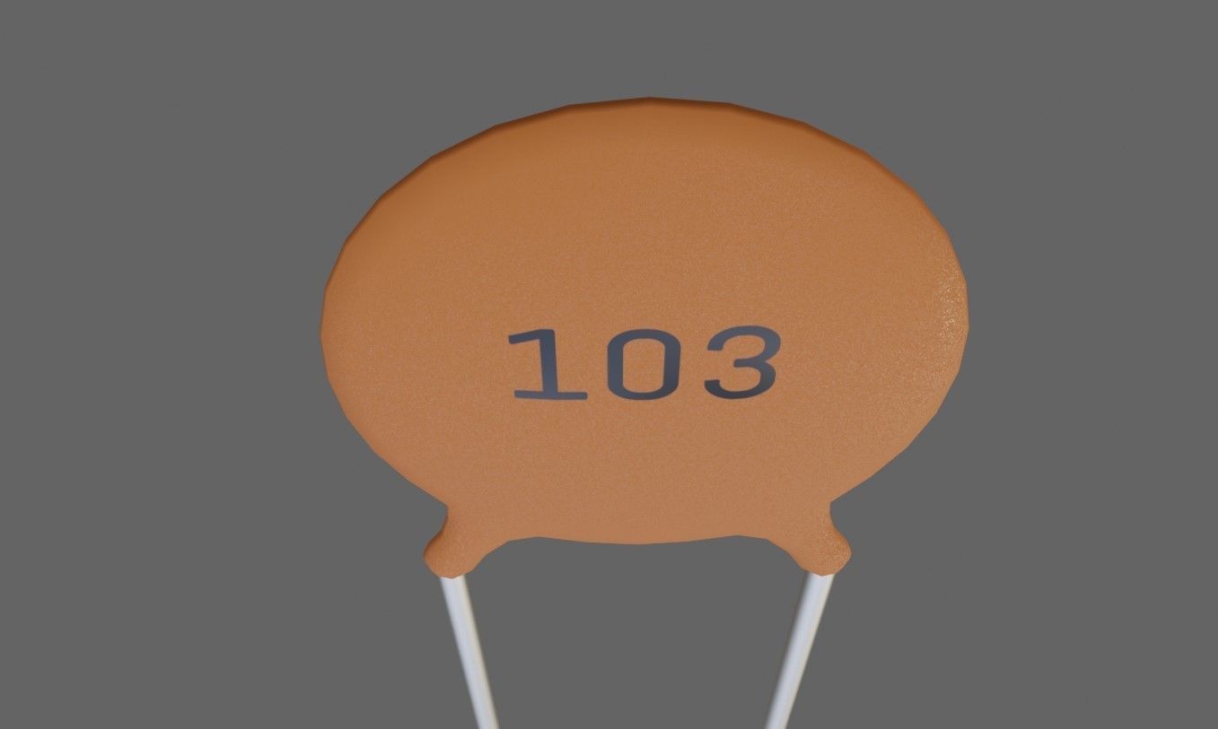Ceramic Capacitor - Electronic Parts Low-poly 3D model_2