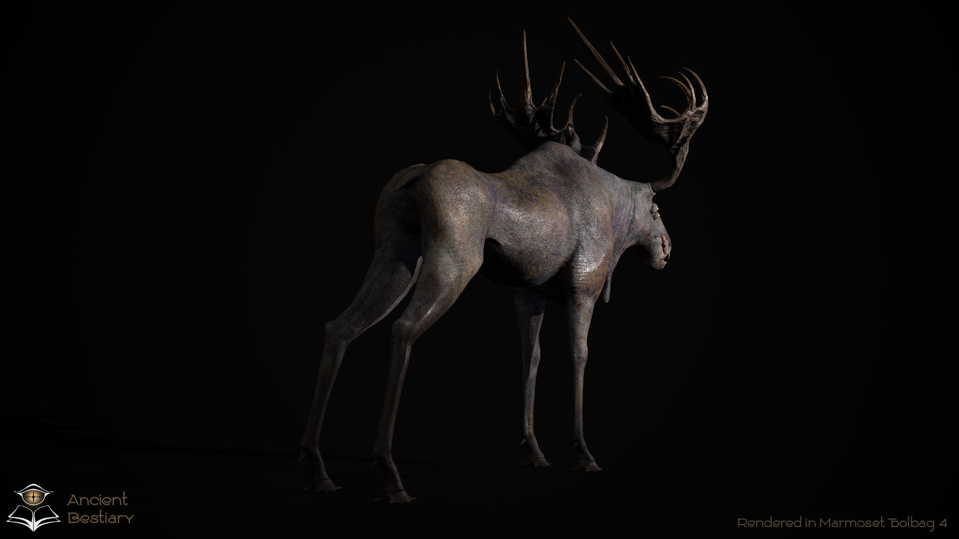 Horror Moose Low-poly 3D model_13