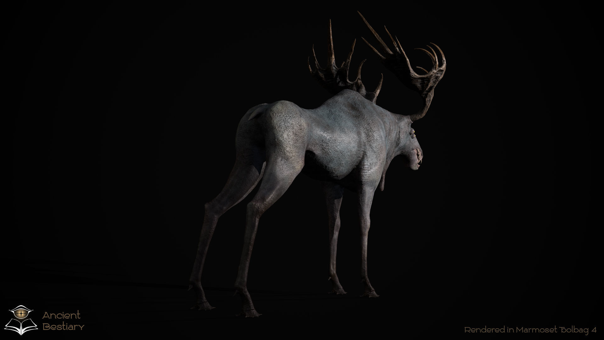 Horror Moose Low-poly 3D model_5