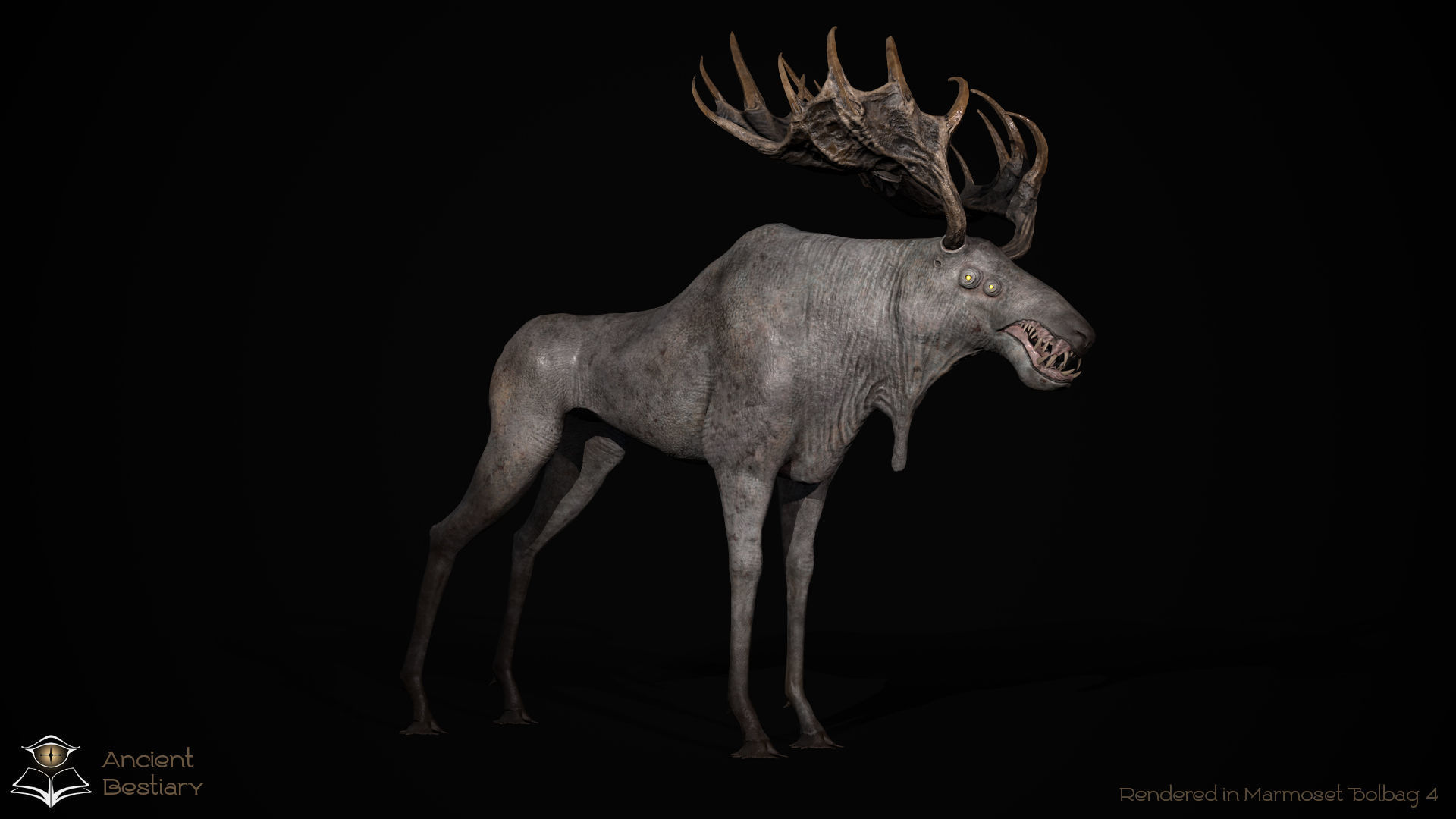 Horror Moose Low-poly 3D model_7