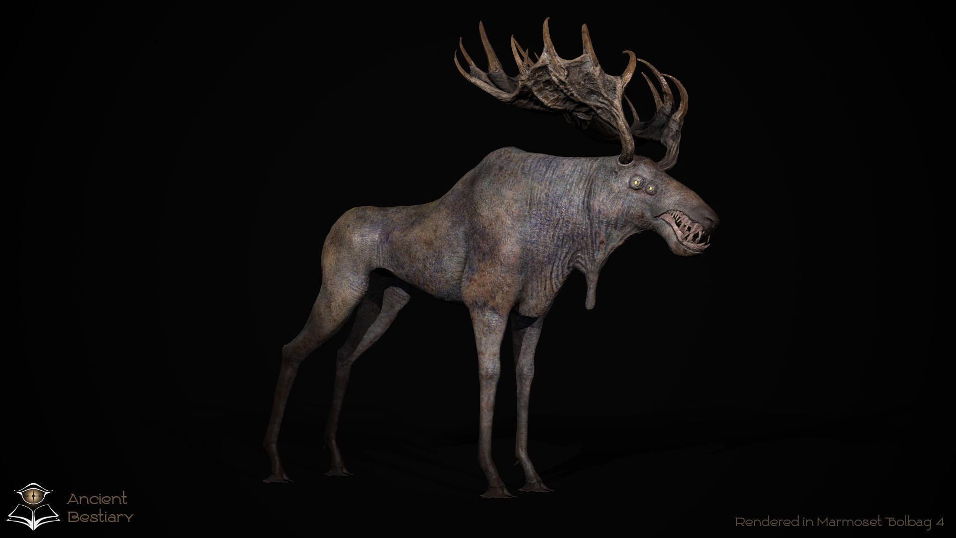 Horror Moose Low-poly 3D model_11