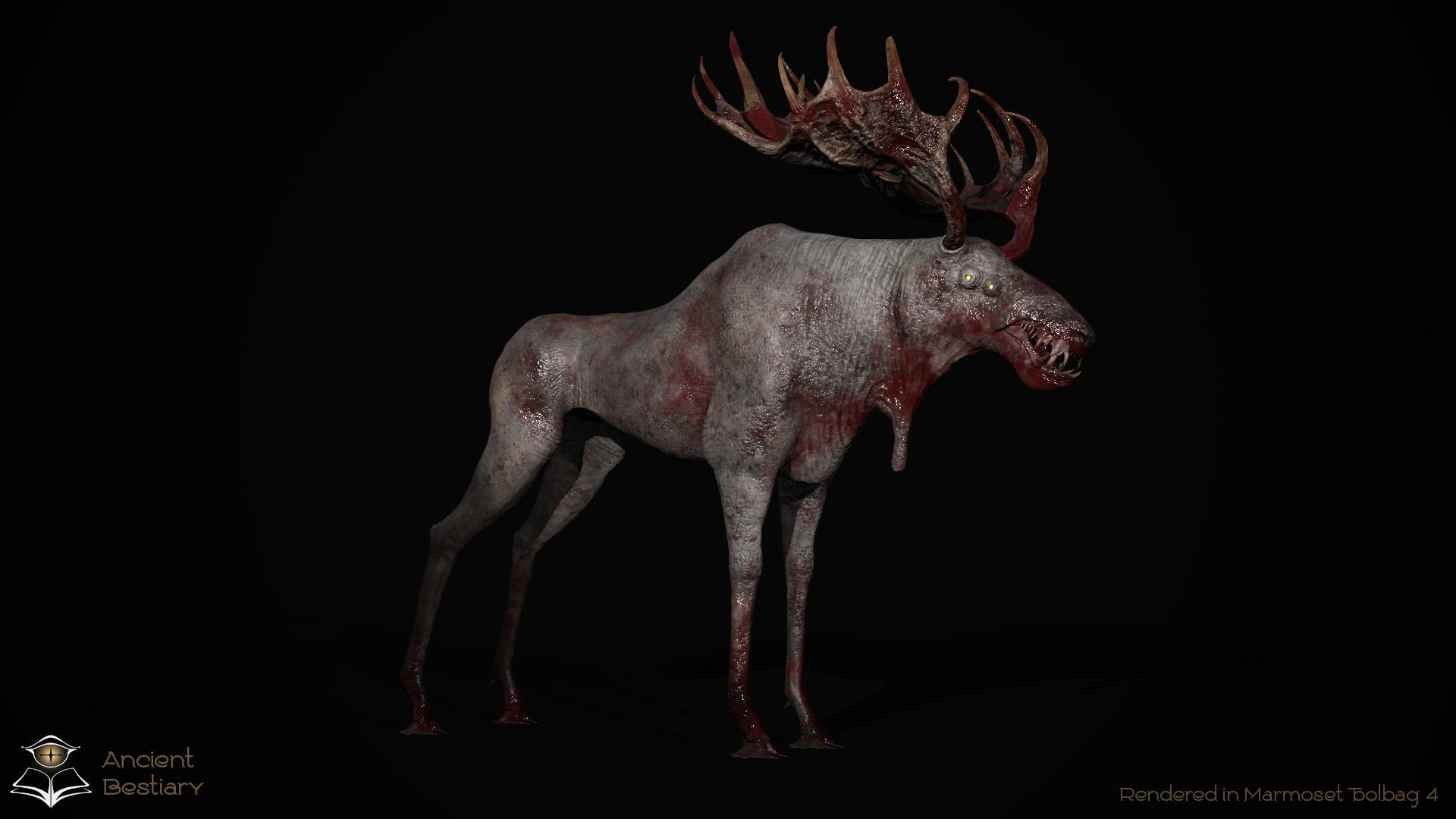 Horror Moose Low-poly 3D model_8