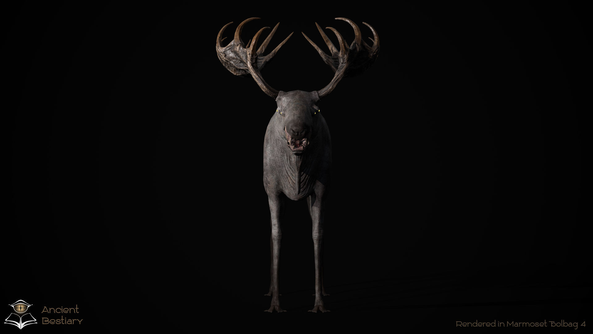 Horror Moose Low-poly 3D model_10
