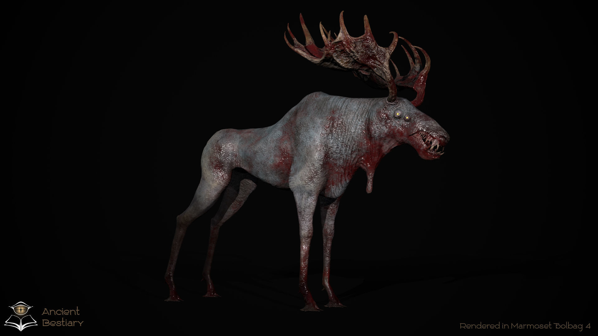 Horror Moose Low-poly 3D model_4