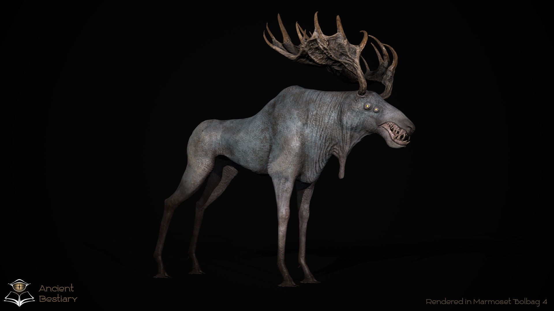 Horror Moose Low-poly 3D model_3
