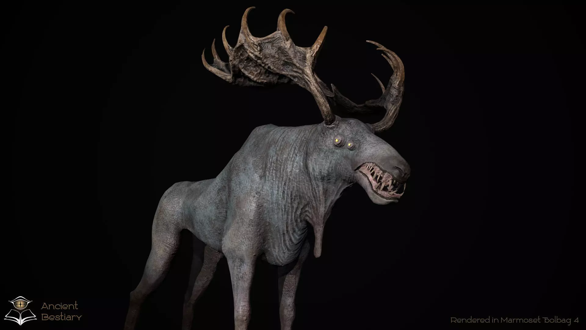 Horror Moose Low-poly 3D model_0
