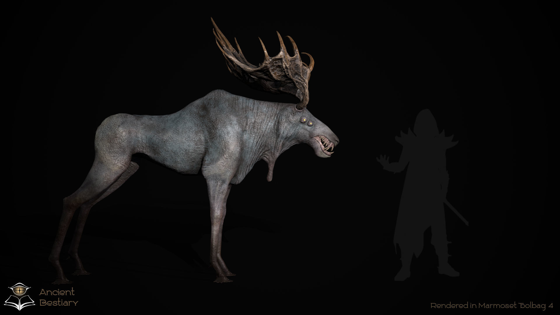 Horror Moose Low-poly 3D model_15