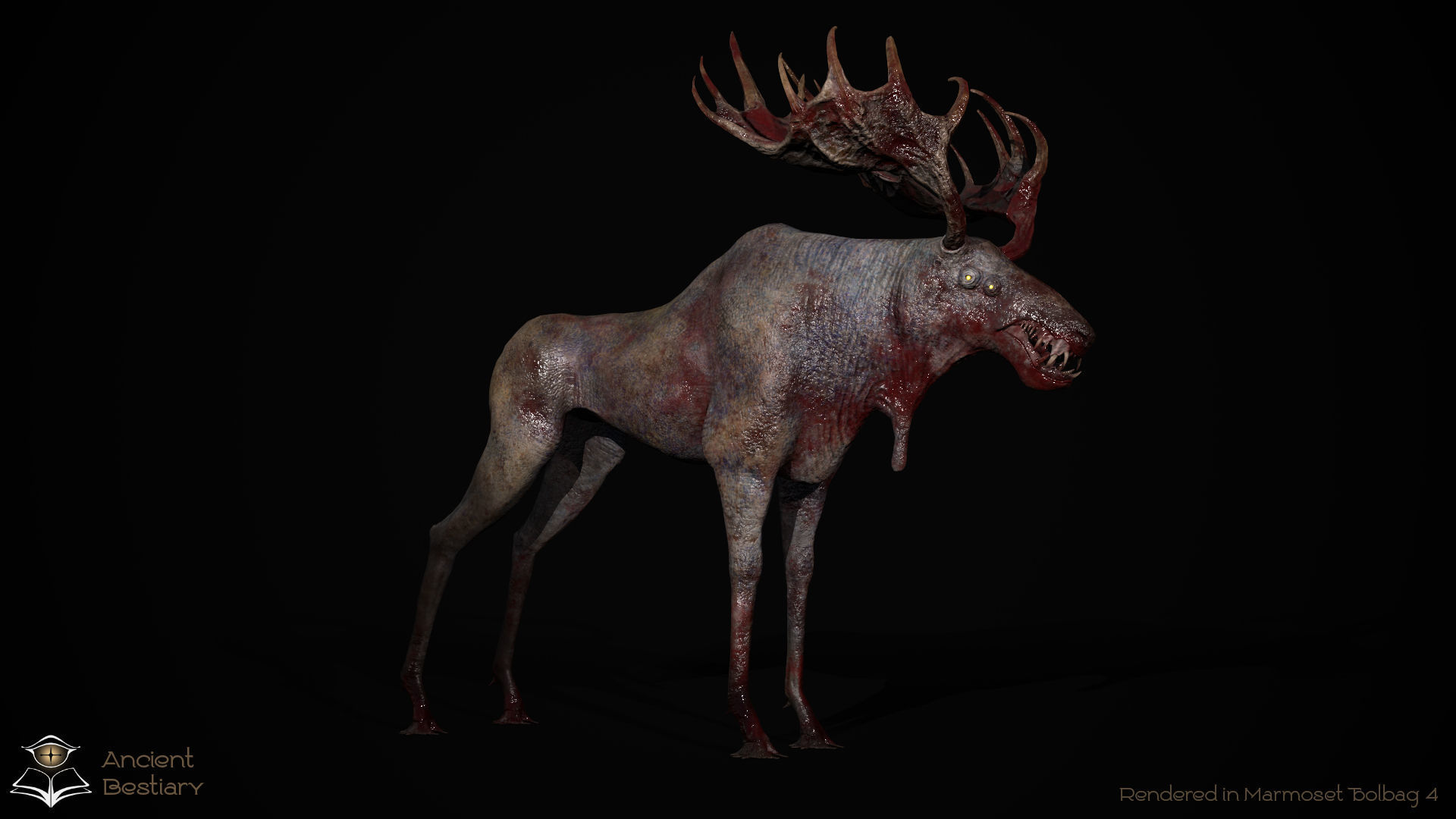 Horror Moose Low-poly 3D model_12