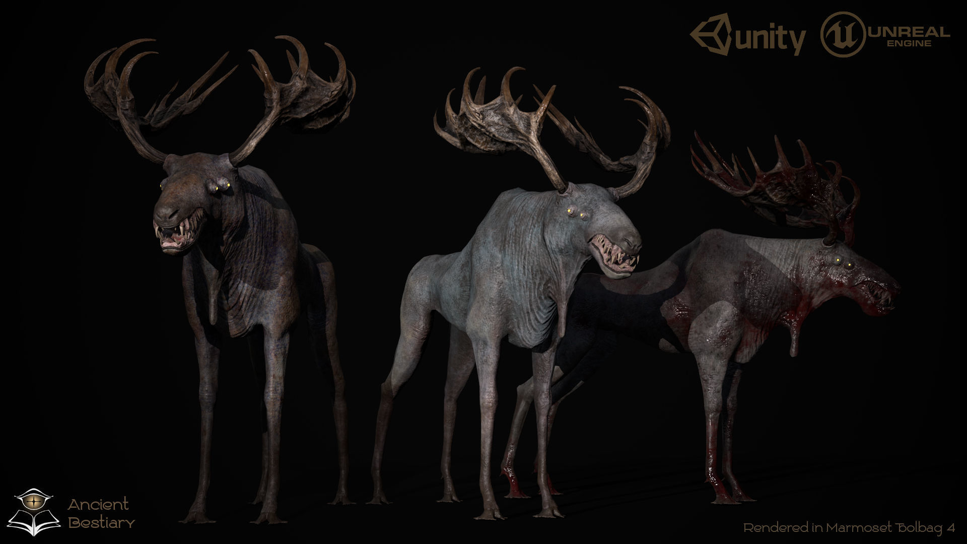 Horror Moose Low-poly 3D model_2