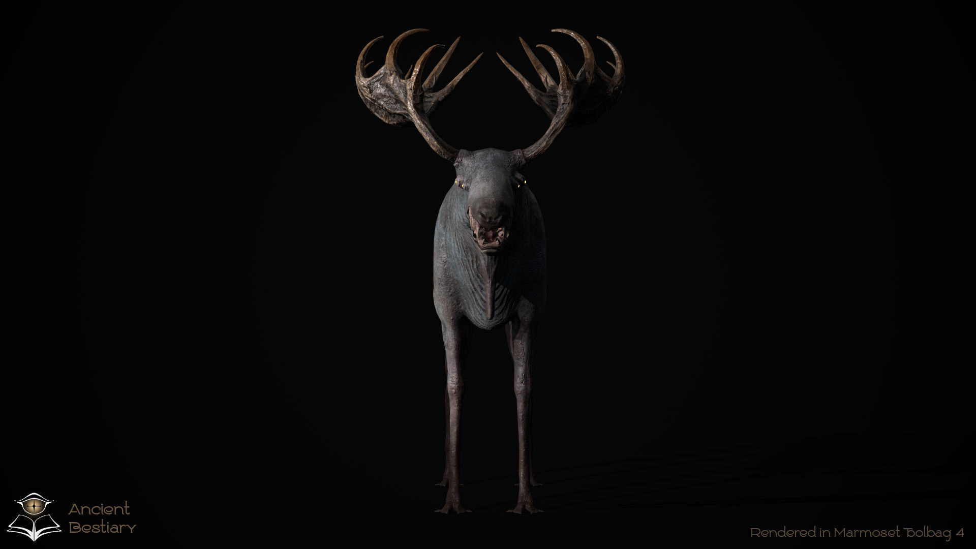 Horror Moose Low-poly 3D model_6