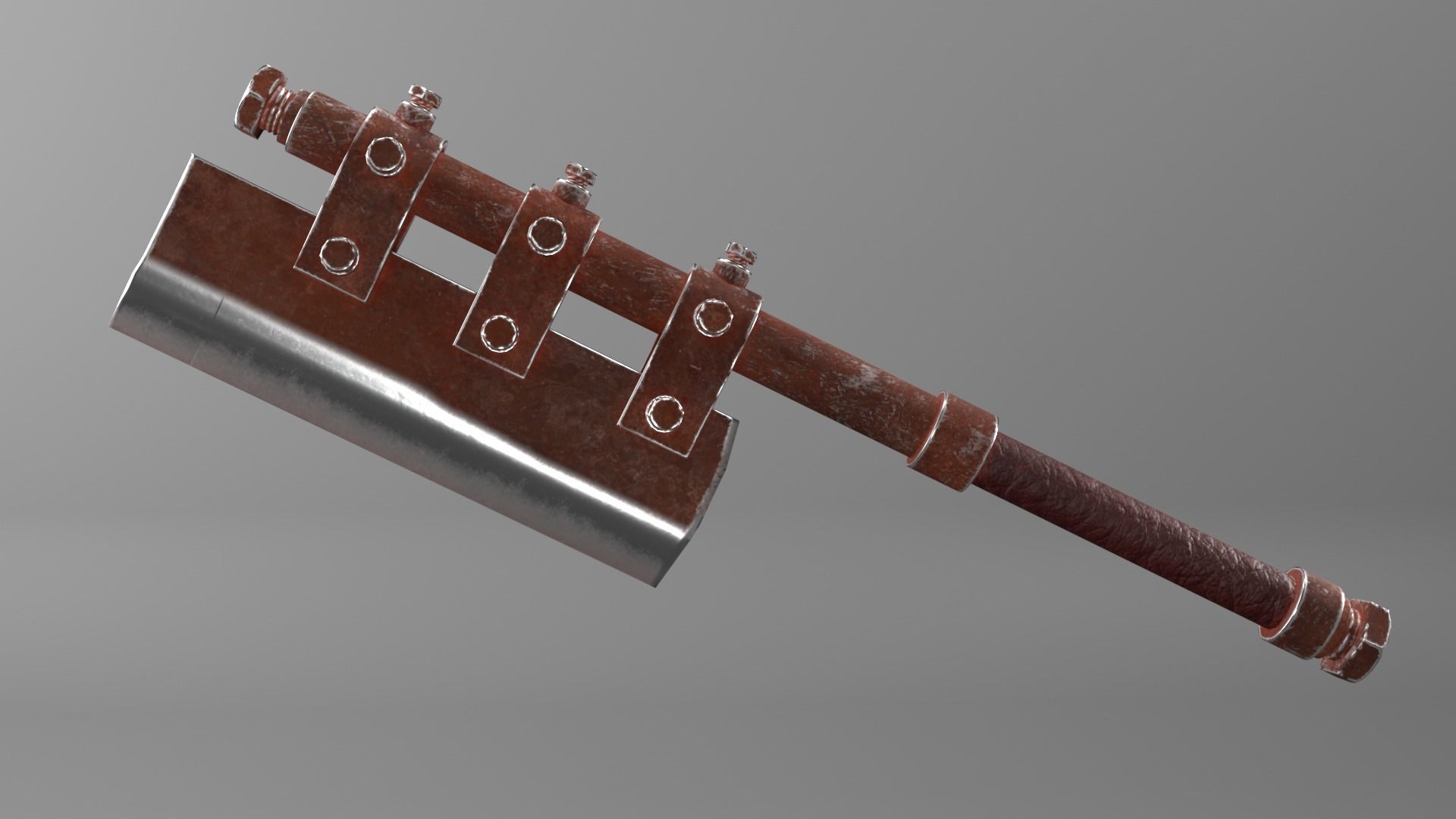 Post-apocalyptic homemade one-handed short hatchet 3D model_1