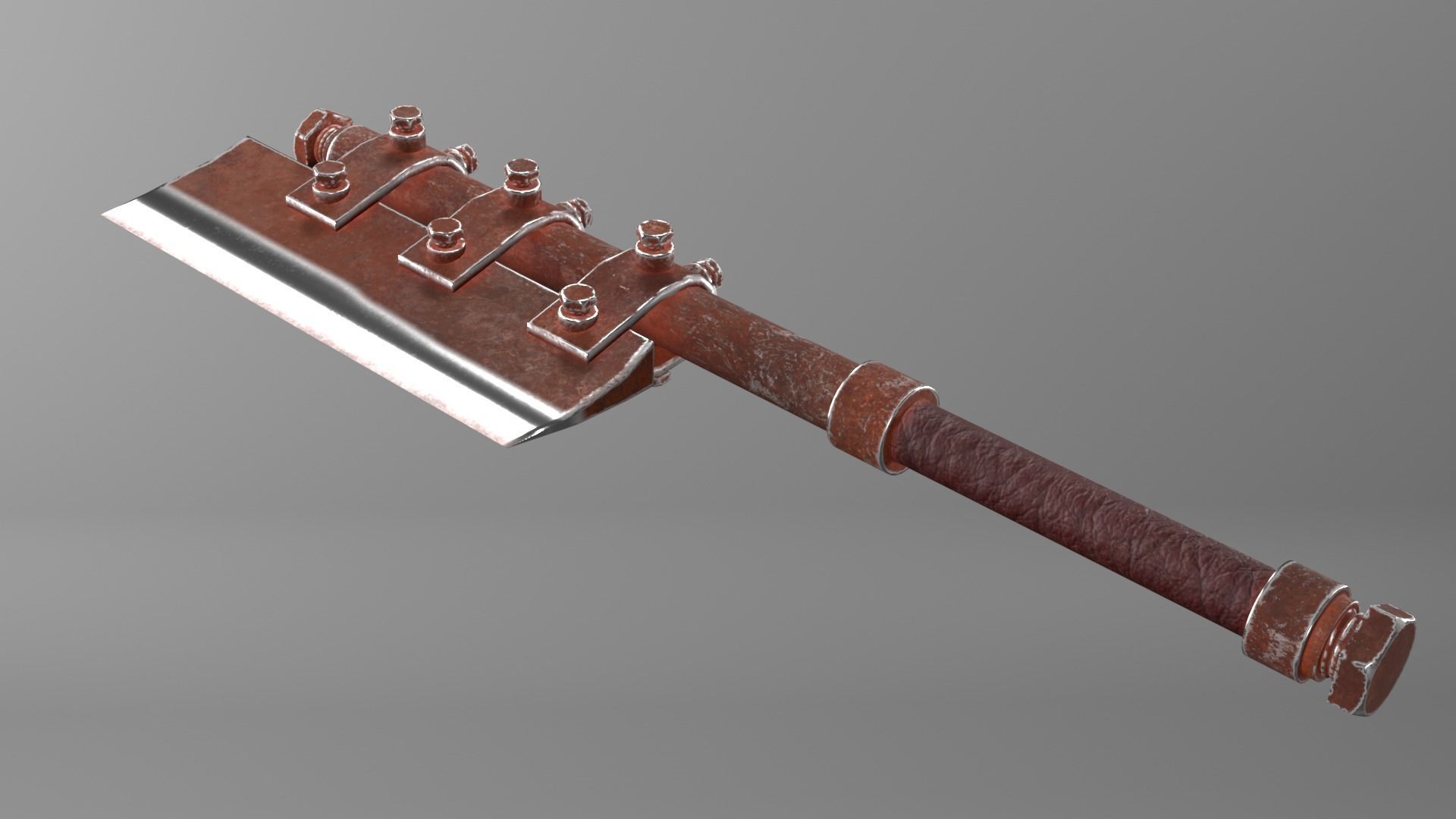 Post-apocalyptic homemade one-handed short hatchet 3D model_4