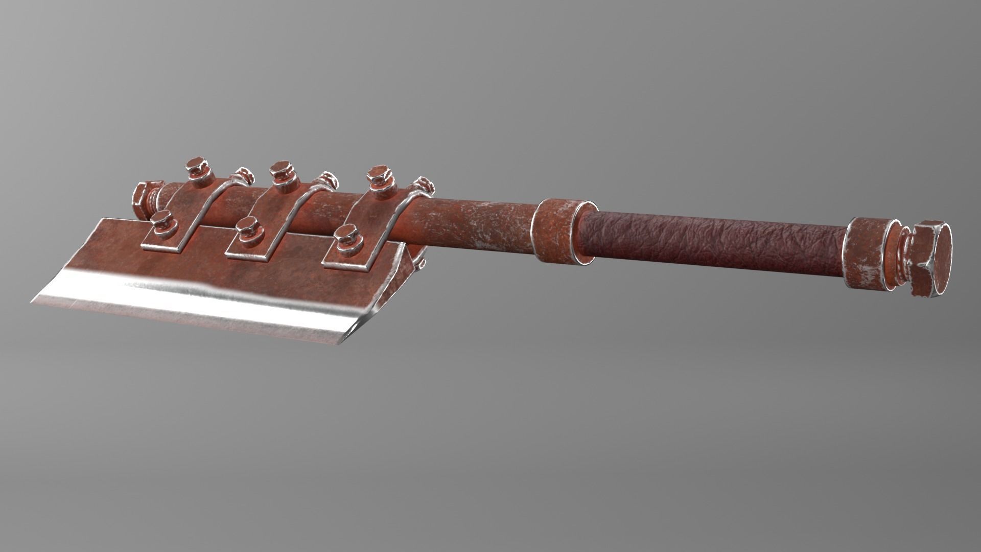 Post-apocalyptic homemade one-handed short hatchet 3D model_3