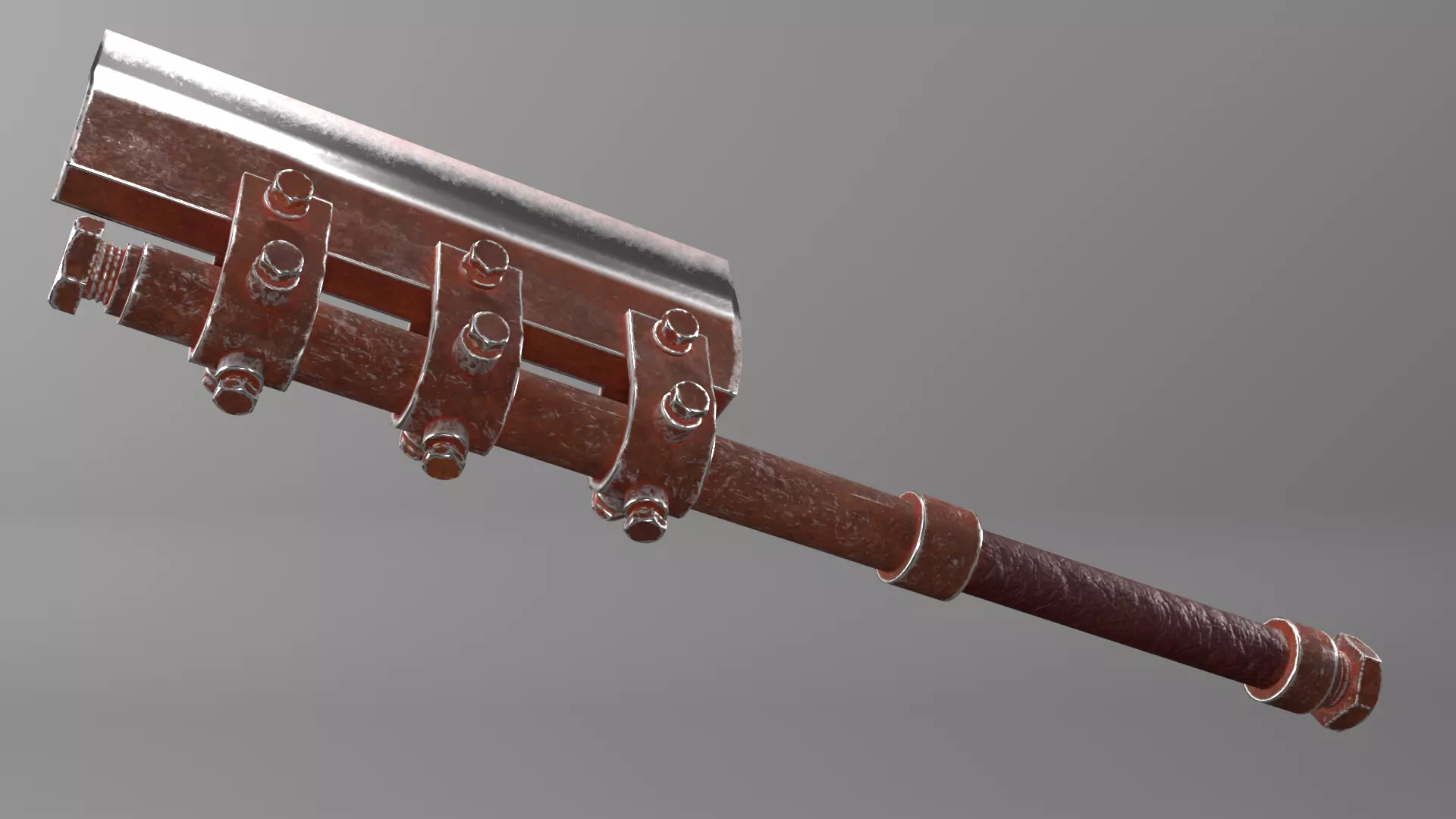 Post-apocalyptic homemade one-handed short hatchet 3D model_0