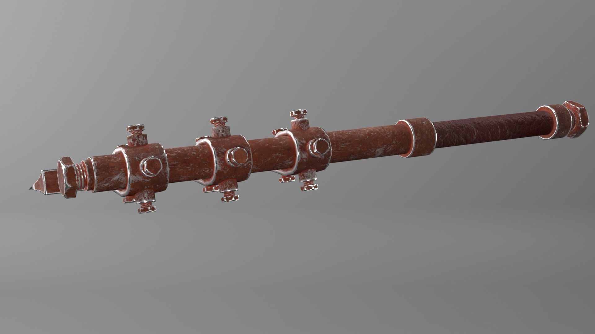 Post-apocalyptic homemade one-handed short hatchet 3D model_6