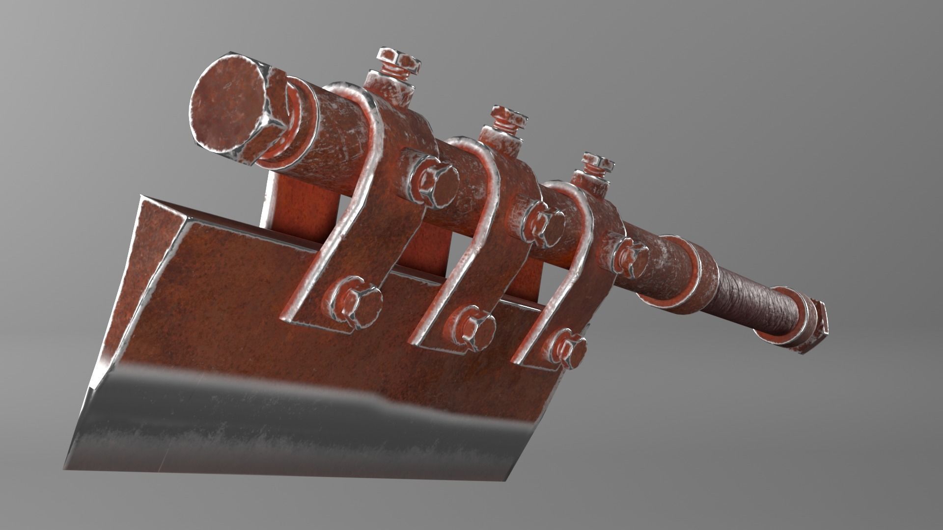 Post-apocalyptic homemade one-handed short hatchet 3D model_2