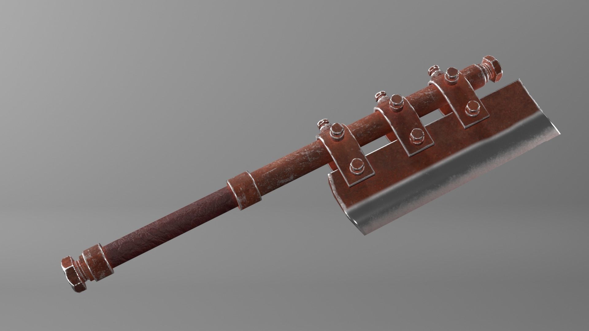 Post-apocalyptic homemade one-handed short hatchet 3D model_7